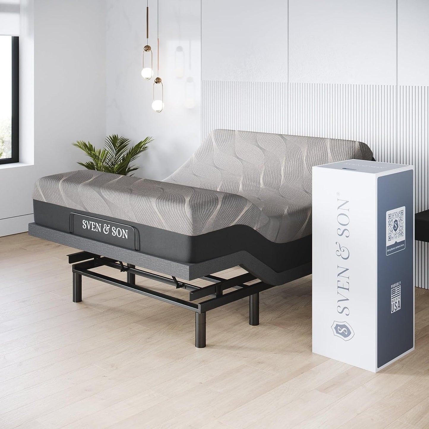 Classic plus (With Head-Tilt) Adjustable Bed Base (Frame) + 14 Inch Hybrid Spring Matt (Medium Soft), Head and Foot Lift, Massage, Under-Bed Lights, USB, Memory, Zero Gravity - Queen